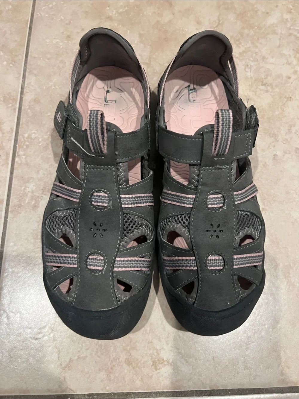 JBU Gray and Pink woman Closed-Toe Sandals